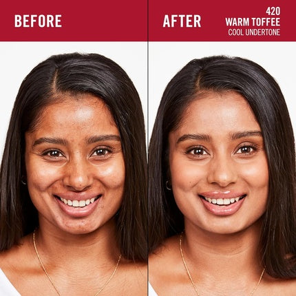 Fundație Rimmel Lasting Finish 35hr, 420 Warm Toffee, Hidratare