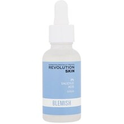 Serum facial Revolution Skincare Blemish 2% Acid Salicilic, ambalaj sticlă cu dozator, culoare albastru