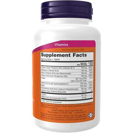 Supliment Nutrițional B-100, NOW Foods, Eliberare Prelungită, 100 Tablete
