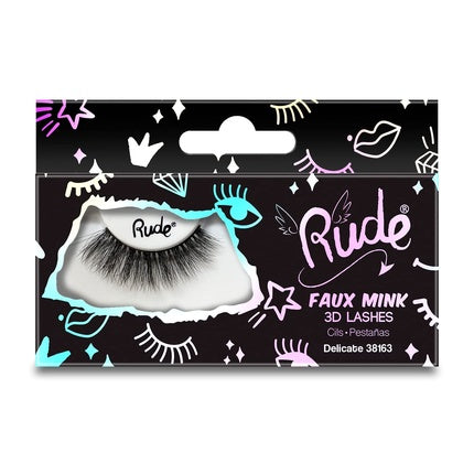 Rude Faux Mink 3D Lashes, 38163, negru, stil natural