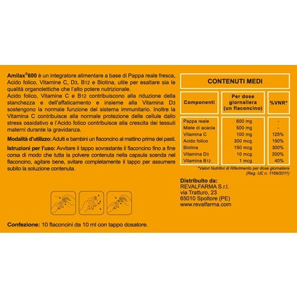 Supliment alimentar, Revalfarma Amilax 600, 10 flacoane, portocaliu