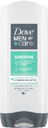 Gel de duș Dove Men Care Sensitive 3 în 1, cu hidratant, 400 ml