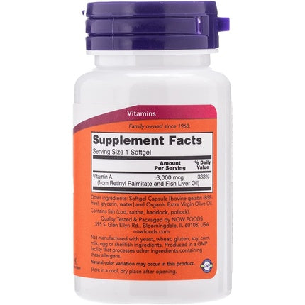 Now Foods Vitamin A 10,000 IU 100 Softgels