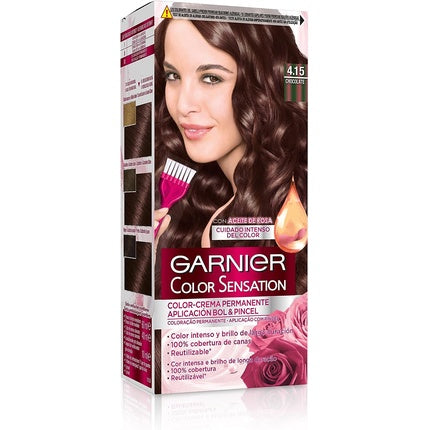 Vopsea Păr Garnier Color Sensation 415 Chocolate, Aplicare Bol & Pensetă, Culoare Ciocolatie