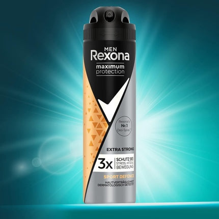 Spray deodorant Rexona Men Maximum Protection Sport Defence, 150ml, negru-portocaliu