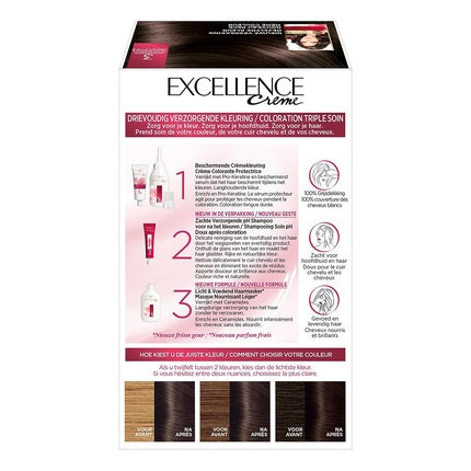 Vopsea de păr, L'Oréal Paris, Excellence, castaniu închis
