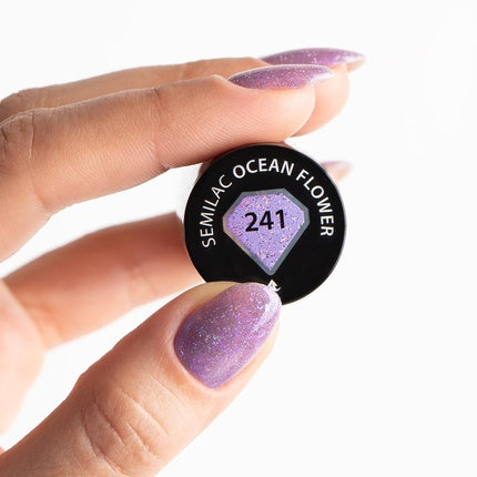 Lac de unghii, Semilac, Ocean Flower, 7ml, violet sclipitor