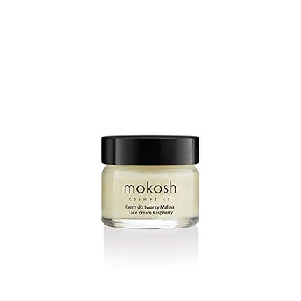 Crema de față Mokosh, Regenerating Anti-Pollution Raspberry, Ambalaj sticlă transparentă cu capac negru, 15ml