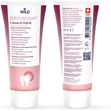 Pasta de dinți Depurdent Clean & Polish, 75 ml, culoare roz