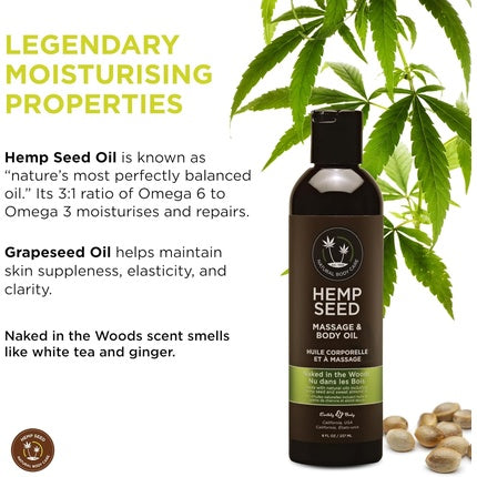 Ulei Masaj Earthly Body Hemp Seed Naked, maro, 237 ml