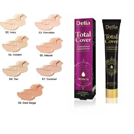 Fond de ten Delia Total Cover Camouflage cu ulei de argan și SPF20, ambalaj 30 ml