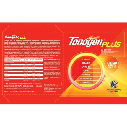 Tonogen Plus, Supliment alimentar cu vitamine și minerale, 22 bustine, Gust portocaliu