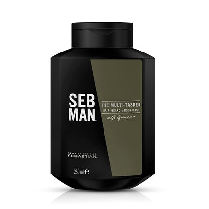 Seb Man The Multitasker - Gel de duș, Șampon și Șampon pentru Barbă cu Extract de Guarană și Bergamotă, 250ml