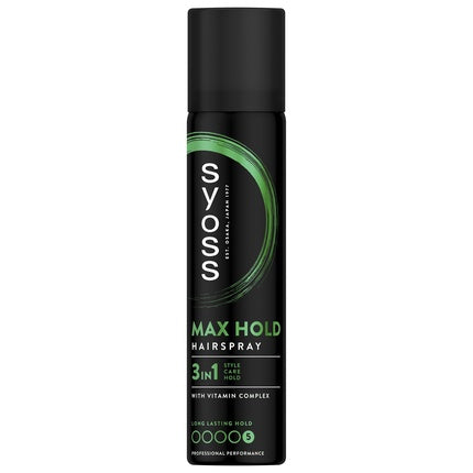 Syoss Max Hold Hairspray, 393 g, Negru cu Acent Verde