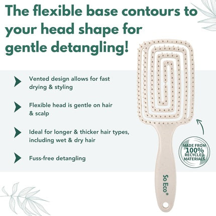 Perie de păr detanglantă So Eco Flexi Paddle, culoare alb crem