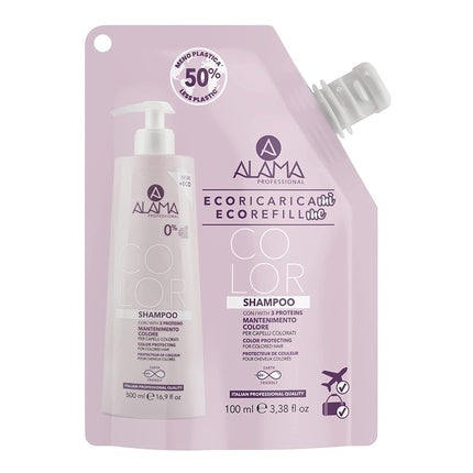 Șampon de păr ALAMA Color Eco Ricarica, pentru păr vopsit, fără siliconi, 100 ml