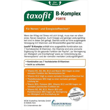 Tablete Vitamine B-Complex, Klosterfrau Taxofit Forte, 40 buc