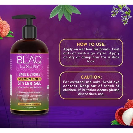 Gel styling Blaq Luxury, Sage & Lychee, 355ml