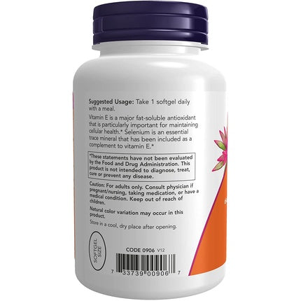 Vitamina E-400, NOW Foods, Softgels, 100 bucăți, Antioxidant