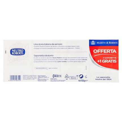 Săpun Solid Neutro Roberts Idratante, Alb, 100g, Set 4 bucăți