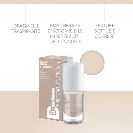 Smalt pentru unghii Dermovitamina Micoblock 3in1, Beige, 5ml - Uscare Rapidă, Formulare Hidratantă