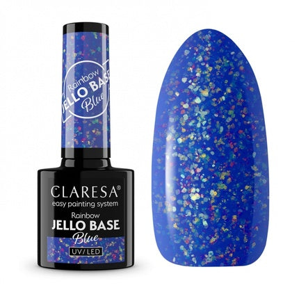 Gel Polish Claresa Rainbow Jello Base Blue, cu efect holografic, 10 ml