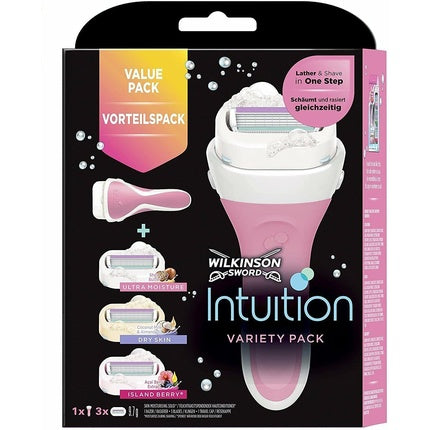 Rasier Wilkinson Sword Intuition Summer Variety Pack, roz, 3 lame + 1 rasetă