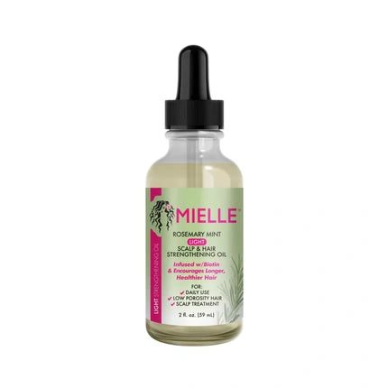 Ulei pentru Întărirea Scalpului și Părului, Mielle Organics, Rosemary Mint, 2 Fl Oz (59 ml), sticlă cu gotier