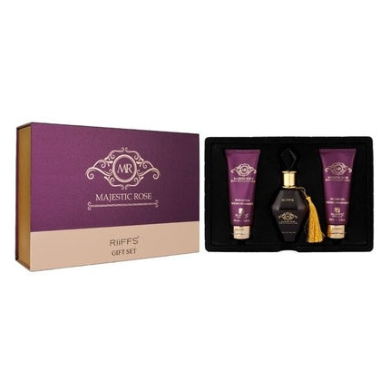 Set Cadou Parfum Riiffs Majestic Rose, 3 bucăți, cutie violet