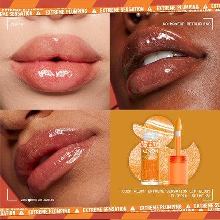 Gloss buze, NYX Professional Makeup, Duck Plump, portocaliu cu glitter