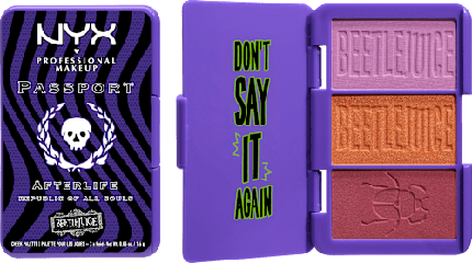 Nyx Professional Makeup Blush Palette Beetlejuice Afterlife Passport, 10g, Culori: Roz, Portocaliu, Roșu