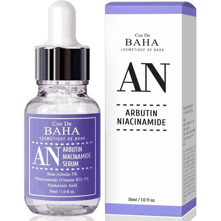 Serum facial Cos De Baha, Niacinamide 5% + Arbutin 5%, cu acid hialuronic, 30 ml