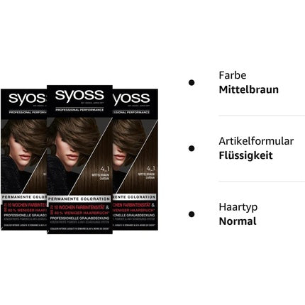 Vopsea de Păr, Syoss, 4.1 Medium Brown, 115ml