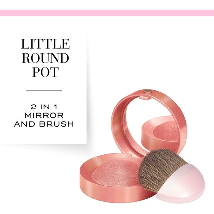 Bourjois Little Round Pot Blusher, 16 Rose Coup De Foudre, pudră de obraji, cu oglindă și pensulă inclusă