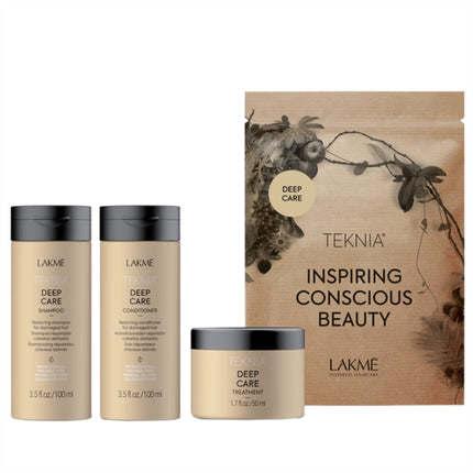 Lakme TEKNIA Travel Pack Deep Care, Set de îngrijire pentru păr, Condiționează și hrănește, Ambalaj ecologic