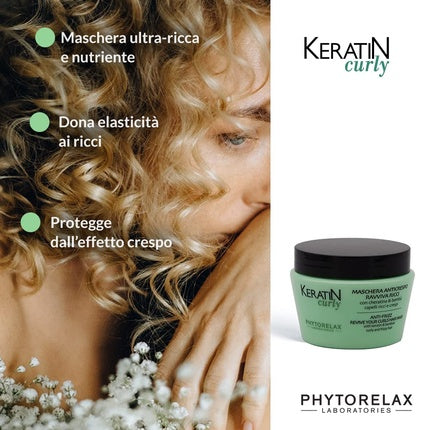 Masca par, Phytorelax, Keratin Curly, 250ml, verde
