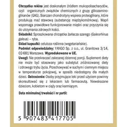 Supliment vitamine, Yango, cartilaj rechin, 90 capsule