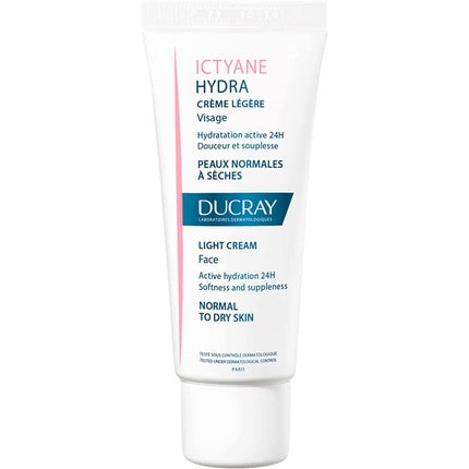 Cremă de față Ducray Ictyane Hydra Light, Hidratare Activă 24H, Piele Normală la Uscată