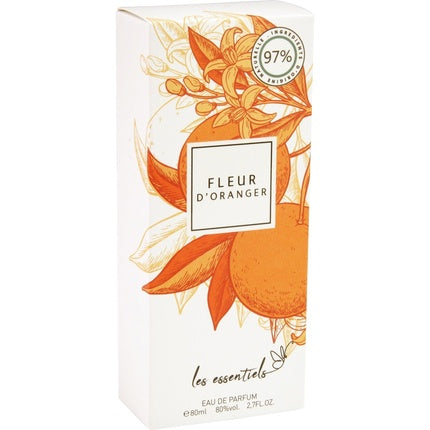 Parfum Les Essentiels Fleur D'Oranger, 80ml, Cutie albă cu detalii portocalii și verzi
