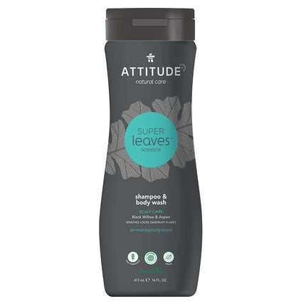 Șampon și Gel Duș, Super Leaves, 473ml, negru