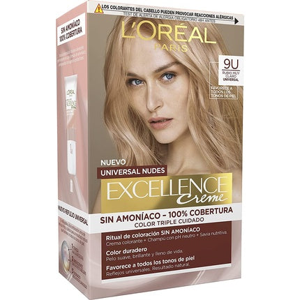 Vopsea de păr, L'Oréal Paris, Excellence Creme 9U, blond foarte deschis