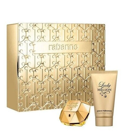 Set Parfum Paco Rabanne, Lady Million, 50ml + Loțiune Corp 75ml, auriu
