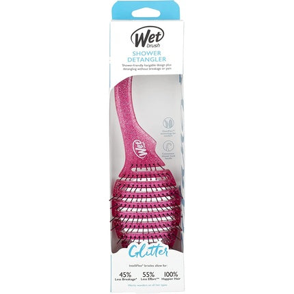 Perie păr, Wet Brush, Shower Detangler, roz sclipici