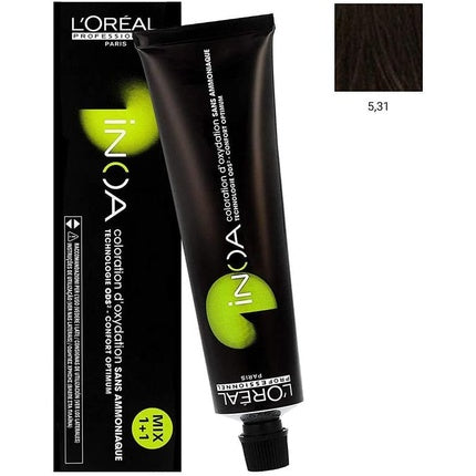 Vopsea păr, L'Oréal, Inoa 5.31, șaten deschis auriu cenușiu
