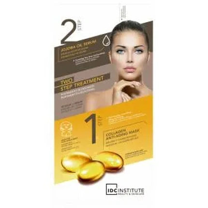 Masca facială anti-îmbătrânire, Idc Institute, Collagen, cu ser de ulei de jojoba, 2 trepte
