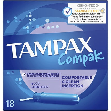 Tampon Tampax Compak Lite, 18 bucati, ambalaj alb