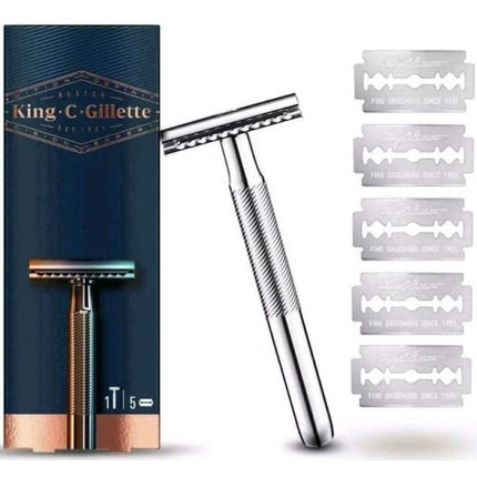 Aparat de ras, King C. Gillette, Double Edge, argintiu