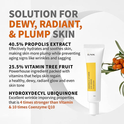 Cremă pentru față și ochi IUNIK Propolis Vitamin C, 30 ml