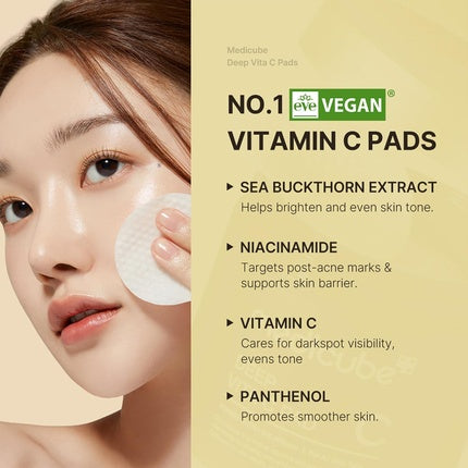 Medicube Deep Vita C Facial Pads, Toner Pads cu Vitamina C pentru ten neregulat, 50 buc (72ml)