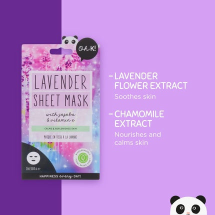 Mască facială Oh K! Lavender, 33g, pentru piele sensibilă